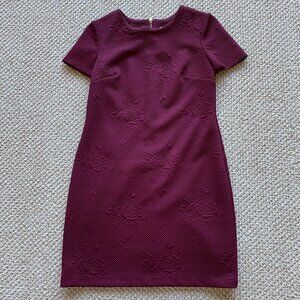 Calvin Klein Embossed Floral Sheath Dress | Burgundy | Size M | Like New